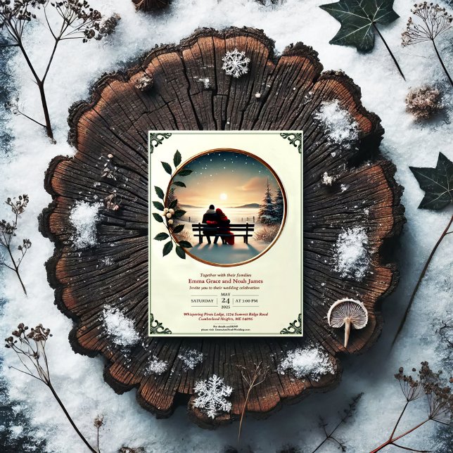 Eleganter Winter Romance Hochzeitsempfang Einladung (Von Creator hochgeladen)