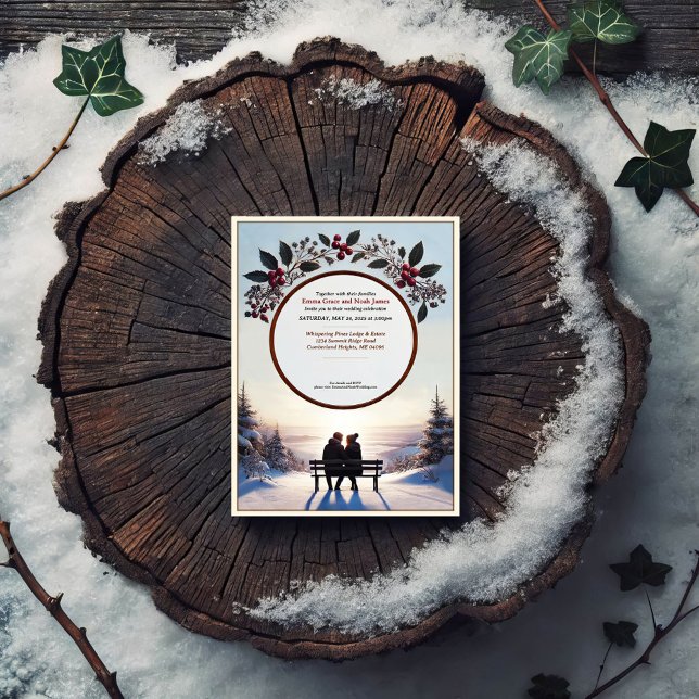 Eleganter Winter Romance Hochzeitsempfang Einladung (Von Creator hochgeladen)