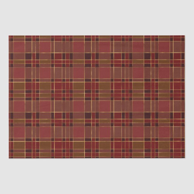 Eleganter Winter Rot und Gold Foil Kariert Seidenpapier (Vorderseite)