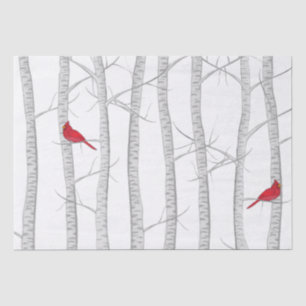 Eleganter Winter Roter Kardinal Botanisches Wald Seidenpapier