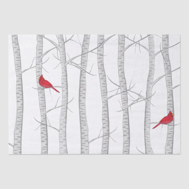 Eleganter Winter Roter Kardinal Botanisches Wald Seidenpapier (Vorderseite)