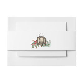 Eleganter Winter Rustic Pine Trees Lantern Wedding Einladungsbanderole
