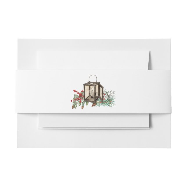 Eleganter Winter Rustic Pine Trees Lantern Wedding Einladungsbanderole (Vorderseite Beispiel)