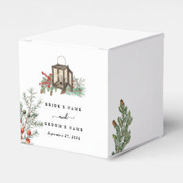 Eleganter Winter Rustic Pine Trees Lantern Wedding Geschenkschachtel