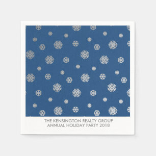 Eleganter Winter Silver Blue Snowflakes Holiday Serviette