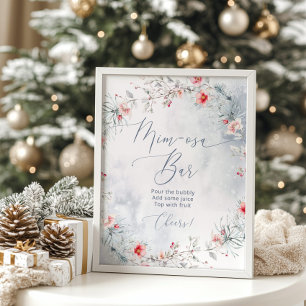 Eleganter Winter Snow Mimosa Bar Poster