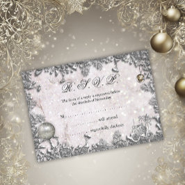 Eleganter Winter Snow Silver Weihnachts-RSVP Einladung