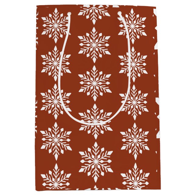 Eleganter Winter Snowflake Mittlere Geschenktüte (Vorderseite)