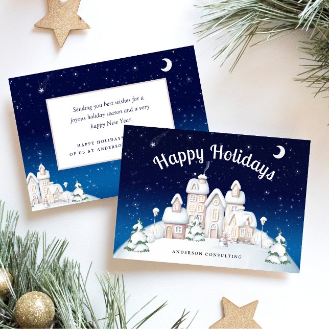 Eleganter Winter Village Business Holiday Feiertagskarte (Von Creator hochgeladen)