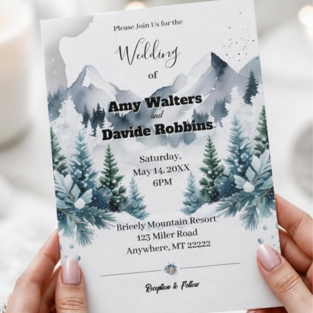 Eleganter Winter Wedding Einladung Acrylic (AI Generated Hands Holding Card)