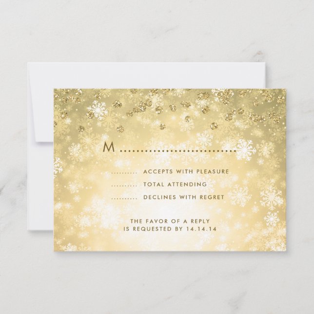 Eleganter Winter Wedding UAWG Glitzer Confetti Gol RSVP Karte (Vorderseite)