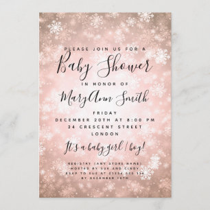 Eleganter Winter Wonderland Baby Shower Copper Einladung