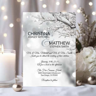 Eleganter Winter Wonderland Schneeflocken WEDD Einladung
