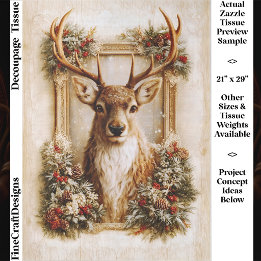 Eleganter Winterhirsch, Immergrüner Weihnachtsrahm Seidenpapier