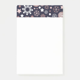 Eleganter Winterurlaub rosa goldener metallischer  Post-it Klebezettel