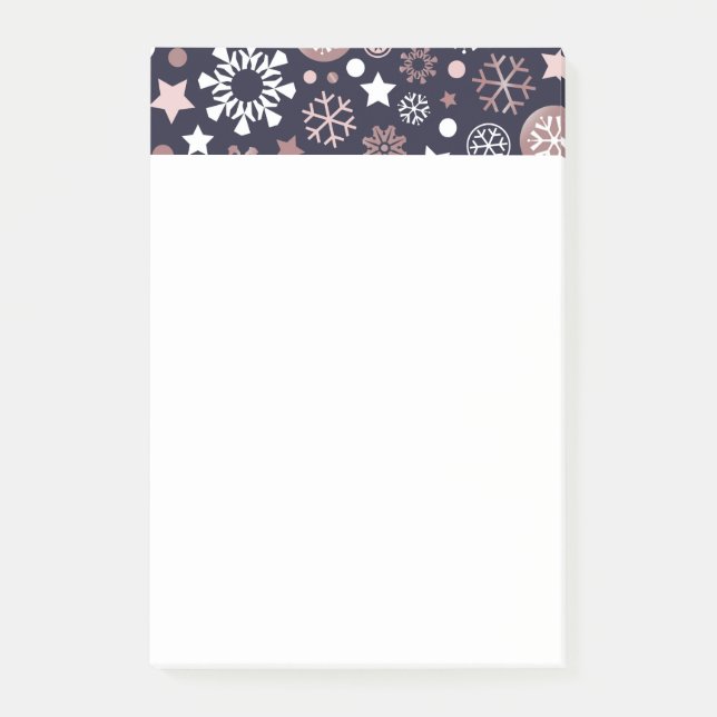 Eleganter Winterurlaub rosa goldener metallischer  Post-it Klebezettel (Vorderseite)