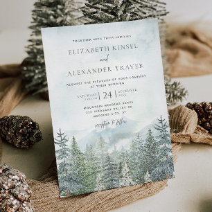 Eleganter Winterwald Pine Trees Wedding Einladung