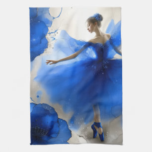 Eleganter Wirbel-Ballett in Indigoblau Geschirrtuch