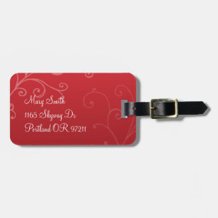 Eleganter Wirbels-kundenspezifisches Monogramm-Rot Gepäckanhänger