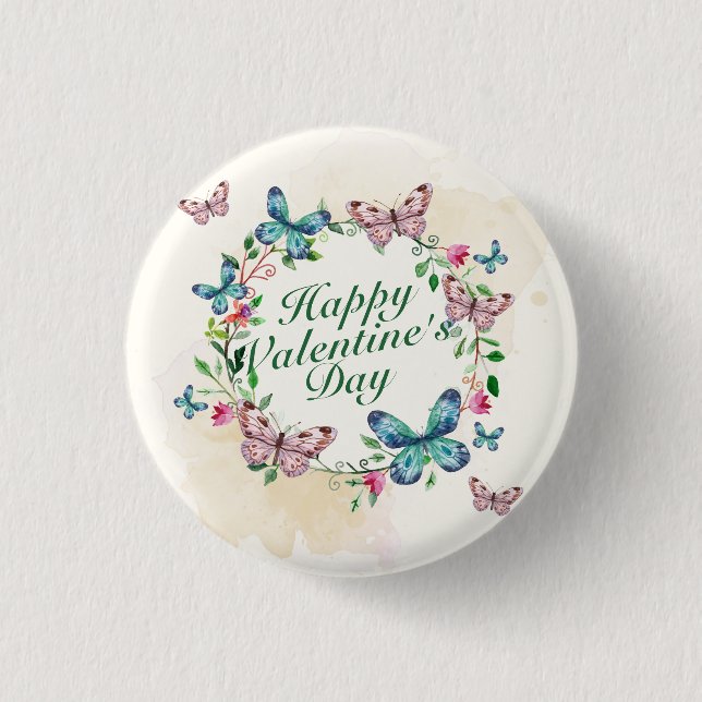 Eleganter wreath-Button-Knopf des Valentines Button (Vorderseite)