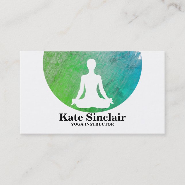 Eleganter Yoga-Dozent für Aquarellmediation Visitenkarte (Vorderseite)