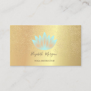 Eleganter Yoga-Lehrer mit Lotus-Gold-Konfetti Visitenkarte