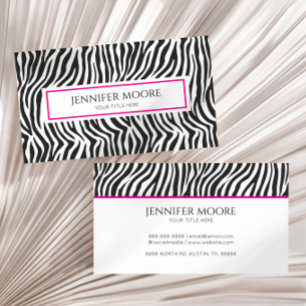 Eleganter Zebradruck Rosa Schwarz Weiß Benutzerdef Visitenkarte