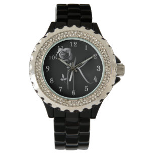 Eleganter zeitloser Blumenbrief K w Silver Rose Armbanduhr