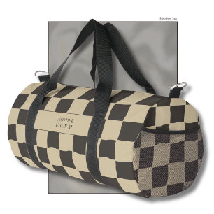 Eleganter zeitloser Name Beige und dunkel kariert Duffle Bag