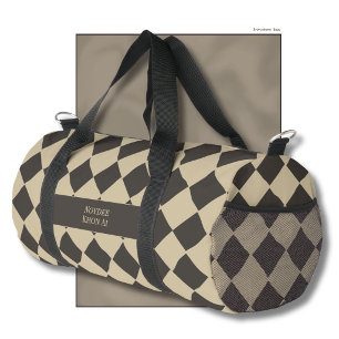 Eleganter zeitloser Name Beige und Dunkel Karo bei Duffle Bag