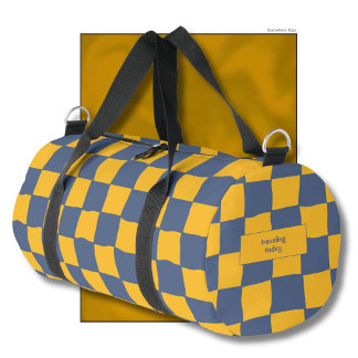 Eleganter zeitloser Name Gelb und Blau Karo Duffle Bag