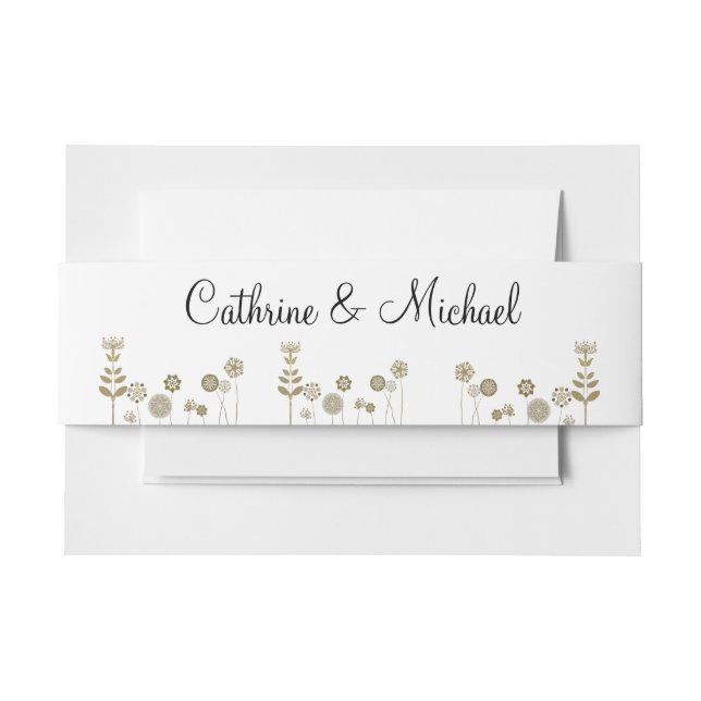 Eleganter zeitloser Soft Gold BlumenMinimalismus Einladungsbanderole (Vorderseite Beispiel)
