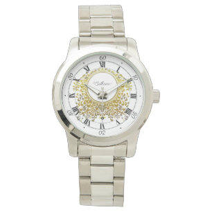 Eleganter zeitloser, weicher Gold-Foliage Armbanduhr