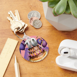 Elegantes 10-jähriges Celebration Cake Design Schlüsselanhänger