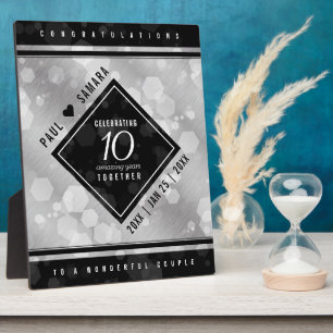 Elegantes 10. Zinn Hochzeitsjubiläum Fotoplatte