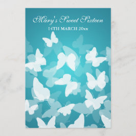 Elegantes 16 . Geburtstag Party Butterfly Blue Einladung