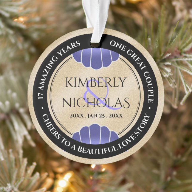 Elegantes 17. Muscheln Beach Sand Hochzeit Ornament (Baum)