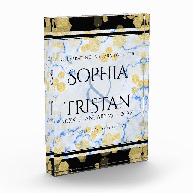 Elegantes 18. Geburtstag von Porzellan Fotoblock (Links)