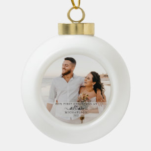 Elegantes 1. Weihnachten verheiratet als Herr und Keramik Kugel-Ornament