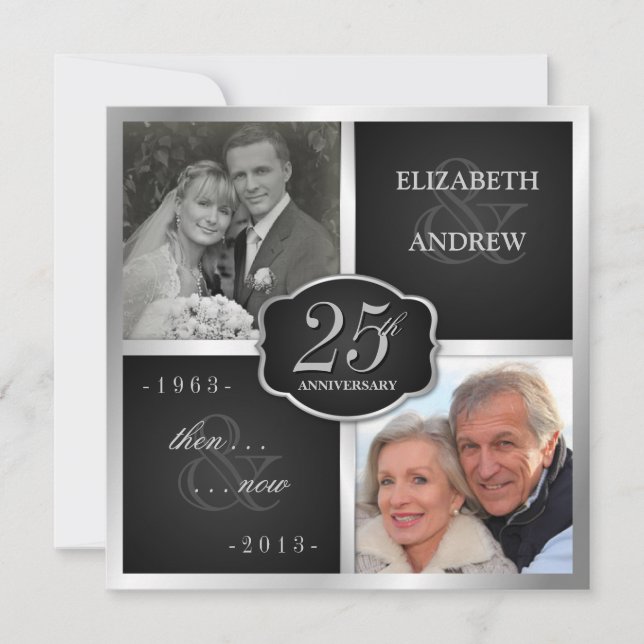 Elegantes 25-jähriges Party Vow Renewal Einladung (Vorderseite)