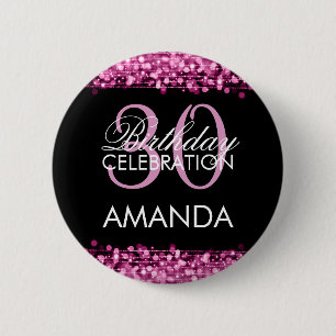Elegantes 30. Geburtstags-Party-Glitzern-Rosa Button