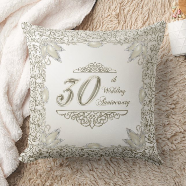Elegantes 30-jähriges Hochzeitspillover Kissen (Decke)