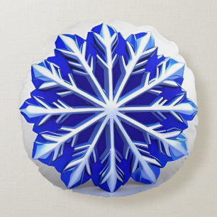 Elegantes 3D-Schneeflachendesign Rundes Kissen