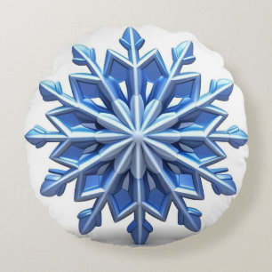 Elegantes 3D-Schneeflachendesign Rundes Kissen