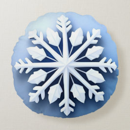 Elegantes 3d Snowflake Design Rundes Kissen