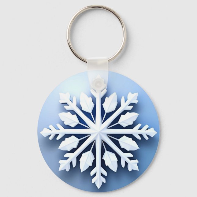 Elegantes 3d Snowflake Design Schlüsselanhänger (Vorderseite)