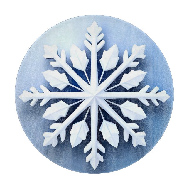 Elegantes 3d Snowflake Design Schneidebrett (Vorderseite)