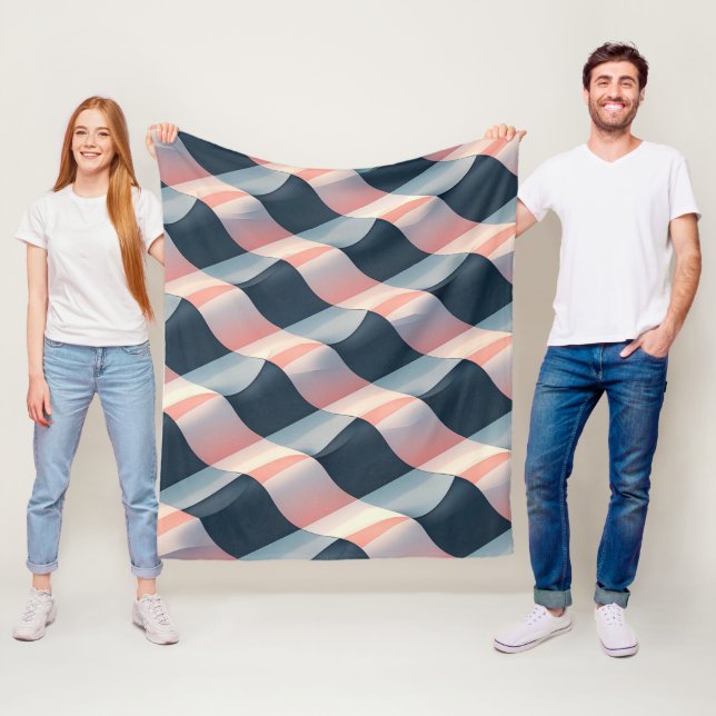 Elegantes 3D-Wellenmuster in Aquamariner, Rose und Fleecedecke (Beispiel)