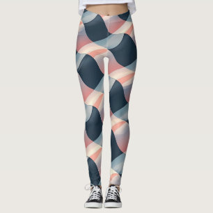 Elegantes 3D-Wellenmuster in Aquamariner, Rose und Leggings
