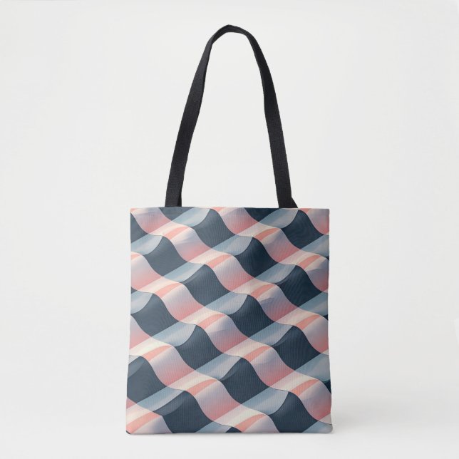 Elegantes 3D-Wellenmuster in Aquamariner, Rose und Tasche (Vorderseite)
